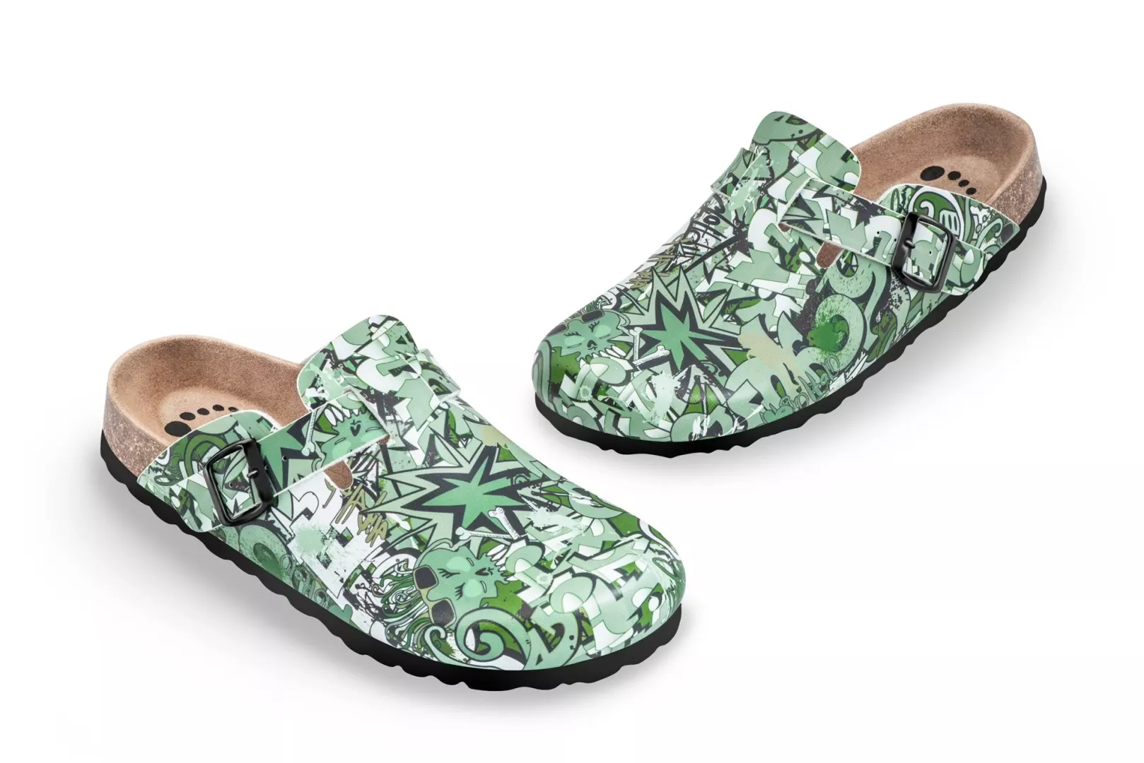 Pantofle FORcare 102041 barva zelená - graffiti