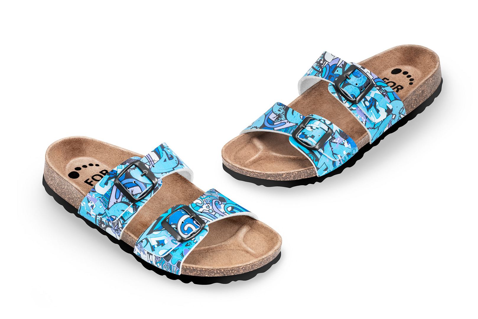 Pantofle FORcare 203042 barva modrá - graffiti