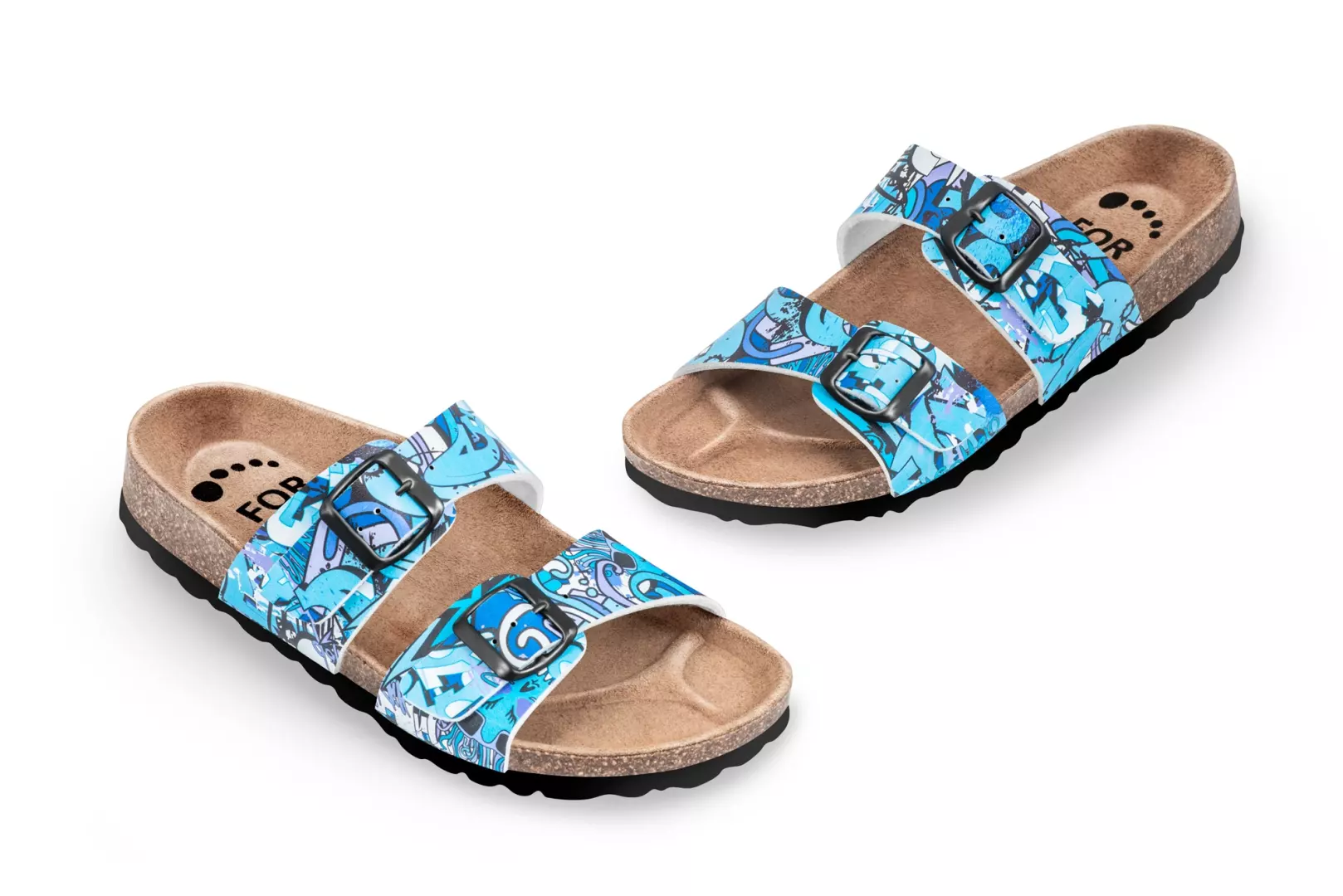 Pantofle FORcare 203042 barva modrá - graffiti