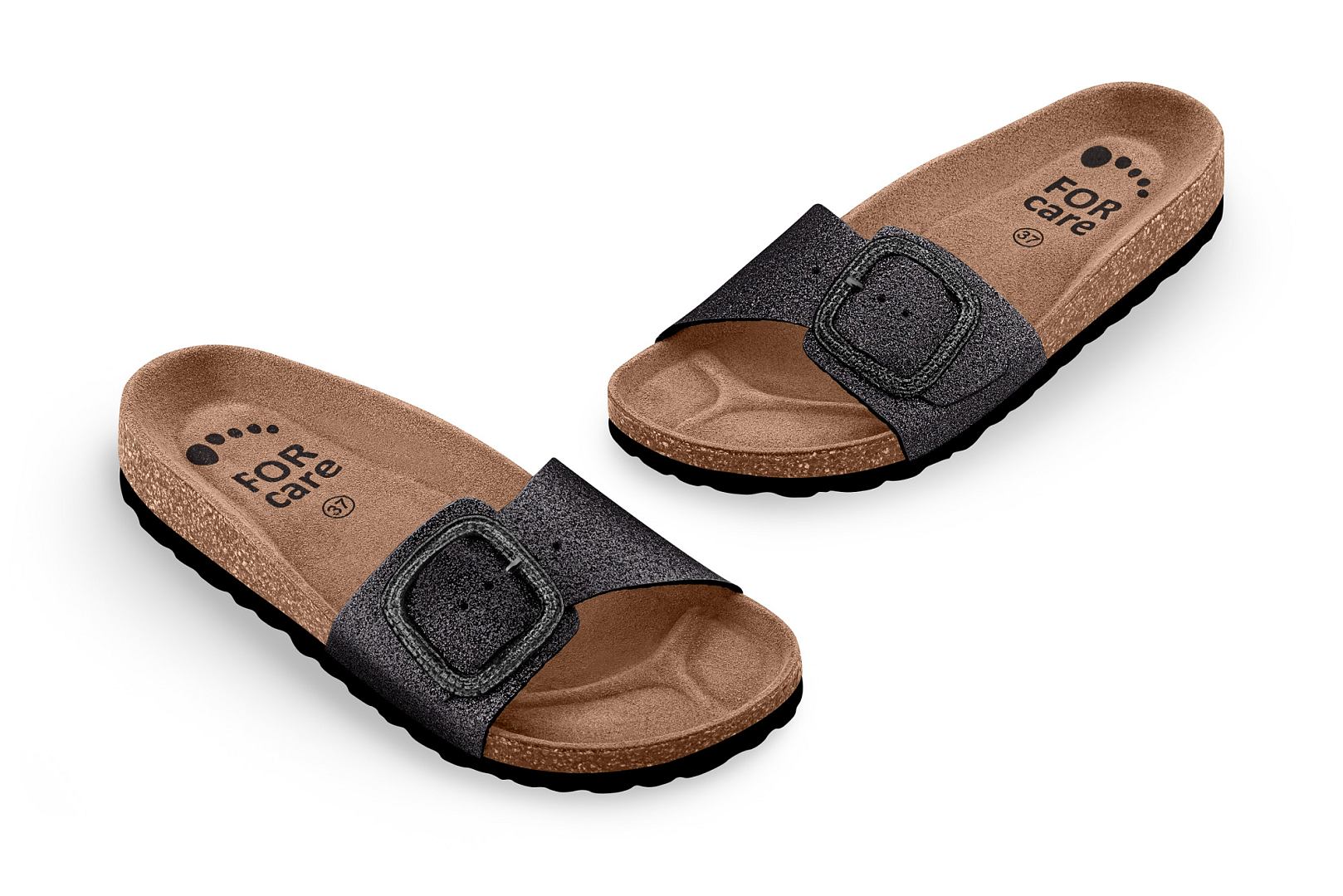 Pantofle FORcare 230001 barva černá - třpytky