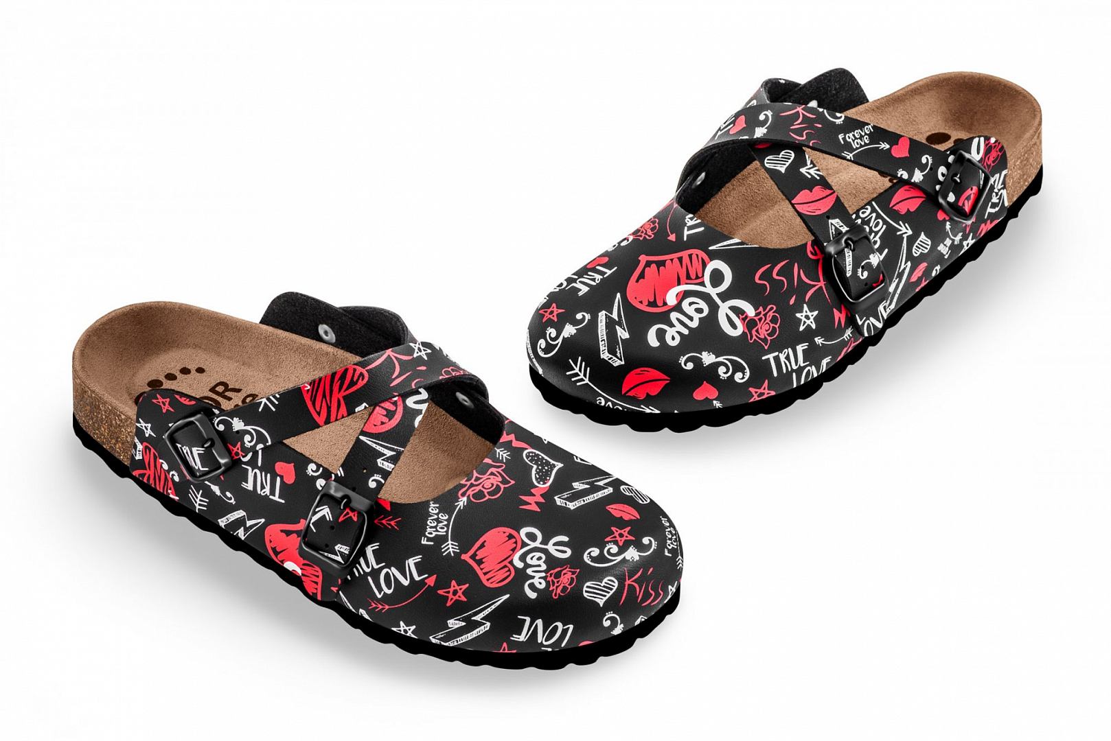 Obuv zdravotná FORcare 101059 čierna potlač láska